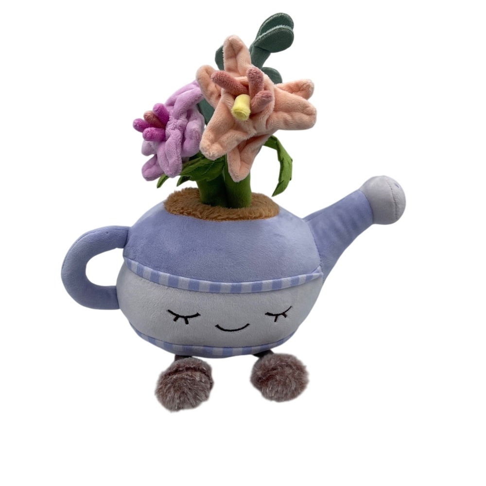 Greenhouse by Russ Jazwares Plush Watering Can Flower Pot Sleepy Face 11 Inch